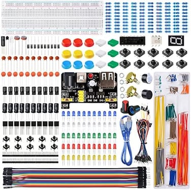 Smraza Electronics Component Fun Kit with Power Supply Module, Jumper Wire,Precision Potentiometer,830 tie-Points Breadboard Compatible with STM32,Raspberry Pi,Arduino