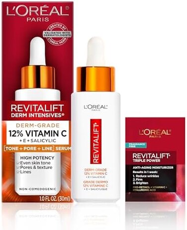 L&rsquo;Or&eacute;al Paris L'Oreal Paris Revitalift 12% Pure Vitamin C Serum, Vitamin E, Salicylic Acid, Brightening 1 ozMoisturizer Sample