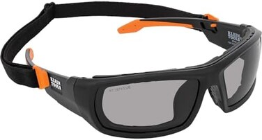 Klein Tools 60471 Safety Glasses, ANSI Z87.1Pro Full Frame Gasket Safety Glasses, Gray Lens, UV Protection, Anti-Fog, Scratch Resistant