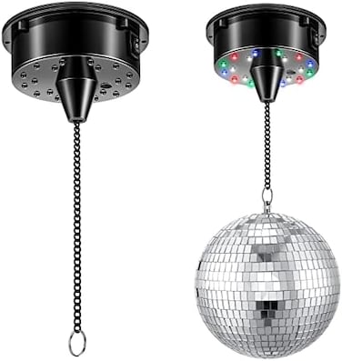 Tuanse 6RPM Rotating Disco Ball Mount Electric Motor with Lights 4 Colors for 6 8 12 Inch Disco Ball (Not Included2 Mode for Christmas Party Djs Bands Pubs Weddings Night Clubs(Plug Style