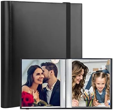 Aevdor Photo Album 6x8 Photos, 6x8 Photo Album Book Holds 64 Pictures, Art Portfolio Binder for 6 x 8 Pictures, Photo Albums for 6x8 Photos, 8x6 Sheet Protector Folder for Photos, Artwork, Drawings (B