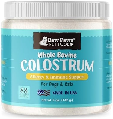 Raw Paws Pet Bovine Colostrum for Dogs AllergiesImmune Support, 5-oz - Made in USA, Pure Bovine Colostrum Powder for Cats - Bovine Colostrum Dogs Daily Supplement - Colostrum for PuppiesKittens