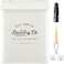 MONJITA Magnetic Lint Bin for Laundry Room, Metal Trash Can with Lid for Dryer, Farmhouse Lint Holder, Laundry Co Sign, Laundry Room Storage Decor with Dryer Lint Brush(White