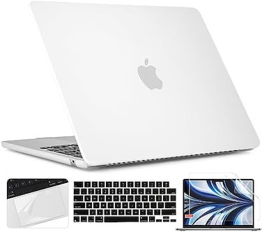 غطاء TWOLSKOO لجهاز MacBook Air مقاس 13.6 بوصة (إصدارات 2022-2025) M4 A3240 M3 A3113 M2 A2681، غطاء بلاستيكي صلب، واقي لوحة اللمس، غطاء لوحة المفاتيح، واقي الشاشة لجهاز MacBook Air مقاس 13.6 بوصة، شفا