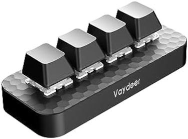 VAYDEER 4 Fully Programmable Keys with Floating Window and Macro Multifunctional Keypad, One-Handed Mechanical Keyboard Support NKRO, Hotkeys, One-Click Start, Compatible with iOS,Windows