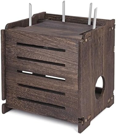 BEARUT Wooden Wireless WiFi Router Storage Box Modem Router Cover Wood Shelf Power Strip and Cable Management Hider Rack Office Desktop Organizer Shelves Rural Need Assembly