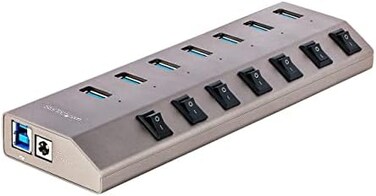 StarTech 7-Port Self-Powered USB-C Hub with Individual On/Off Switches, USB 3.0 5Gbps Expansion Hub w/Power Supply, Desktop/Laptop USB-C to USB-A Hub, USB Type C Hub w/BC 1.2 (5G7AIBS-USB-HUB-NA