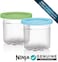 Ninja CREAMi Pints,Compatible with NC299AMZNC300s Series CREAMi Ice Cream Makers, BPA-FreeDishwasher Safe, Color Lids, 1 Pint Each, Clear/Lime/Aqua, XSKPLID2CD, 2 count (Pack of 1