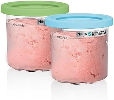 Ninja CREAMi Pints,Compatible with NC299AMZNC300s Series CREAMi Ice Cream Makers, BPA-FreeDishwasher Safe, Color Lids, 1 Pint Each, Clear/Lime/Aqua, XSKPLID2CD, 2 count (Pack of 1