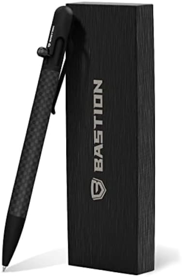 BASTION Luxury Slim Bolt Action Pen, Lightweight Aluminum EDC Pen with Fine Tip, Professional Ballpoint Pen for School and Work - Black