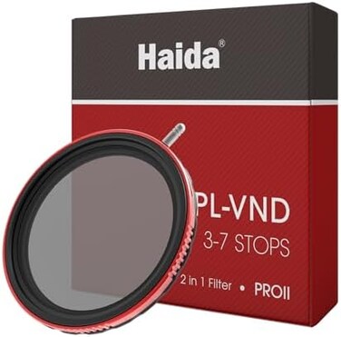 Haida 2 in 1 CPLVND Filter for Camera Pro II Multi-Coating Circular PolarizerVariable Neutral Density SLR Camera Lens Filter Waterproof Scratch Resistant Nano-Coating Filter 82mm