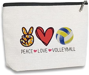 kdxpbpz Volleyball Inspirational Gifts for Women Volleyball Stuff Gifts for Volleyball Players Teams, Birthday Gifts for Women Her Best Friend BFF Bestie Makeup Bag - Peace Love Volleyball