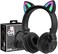 YUSONIC Cat Ear Bluetooth Headphones,Toddlers Kids Wireless Headphones for Boys Girls Amazon Fire Tablet/Laptop/Pad/School (Black