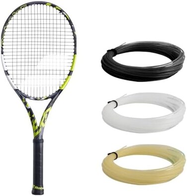 Babolat Pure Aero Tennis Racquet (7th Gen- Strung with 16g White Babolat Syn Gut at Mid-Range Tension