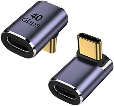 AuviPal 90 Degree Right Angle USB C Male to USB C Female Adapter, Up and Down USB Type C Adapter Extender for Steam Deck, ROG Ally, Switch, Notebook, PC, Tablet, Phone and More - 2 Pack