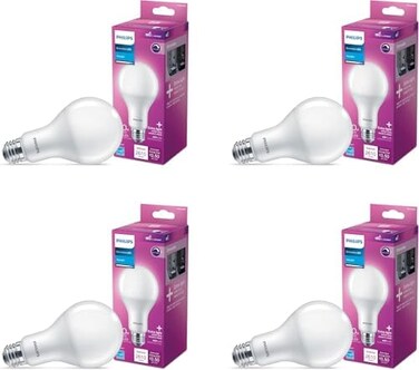 Philips LED Basic Frosted Dimmable A21 Light Bulb - EyeComfort Technology - 2610 Lumen &ndash; Daylight (5000K- 29W150W - E26 Base - Indoor - 4-Pack