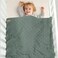 LAWKUL Green Baby Blankets Knitted Cable Babe Blanket Soft Airy Newborn Infant Receiving Swaddle Boy Girl Stroller 40"x30