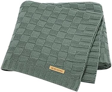 LAWKUL Green Baby Blankets Knitted Cable Babe Blanket Soft Airy Newborn Infant Receiving Swaddle Boy Girl Stroller 40"x30