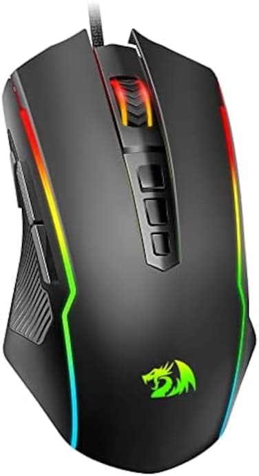 فأرة ألعاب Redragon، فأرة ألعاب سلكية بإضاءة خلفية RGB، قابلة للتعديل حتى 8000 نقطة في البوصة، فأرة ألعاب كمبيوتر مزودة بـ 9 أزرار ماكرو قابلة للبرمجة وزر إطلاق نار، فأرة ألعاب كمبيوتر لأنظمة Windows/