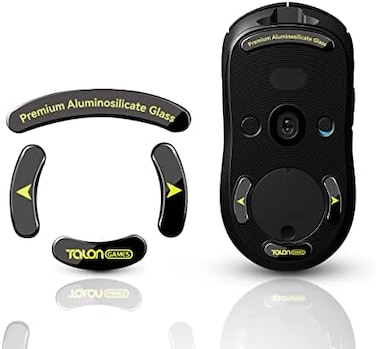 TALONGAMES Curved Edges Ultra Strong Glass Mouse Feet Skates Compatible with Logitech G PRO Wireless Gaming Mouse Feet Replacement,Super Smooth Glide Fast and Durable Sole (Black