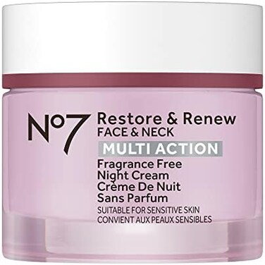 No7 RestoreRenew Multi Action FaceNeck Night Cream - Collagen Peptide Anti-Aging Face Cream - Hydrating Hyaluronic AcidSkin Firming Fragrance Free Night Cream (50ml