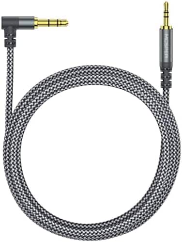 MCSPER 3.5mm to 2.5mm Aux Audio Cable (6.6FT, 90 Degree Right Cord Compatible with Bose 700 QuietComfort QC45 QC35II QC35 QC25 Noise Cancelling Headphones, JBL E45BT E55BT E65BTNC Bluetooth Earphone(G