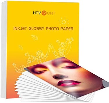 HTVRONT Glossy Photo Paper for Printer, 100 Sheets Inkjet Printer Paper for Chip Bag PaperInstant Dry Photo Paper 8.5 x 11 Glossy 135gsm