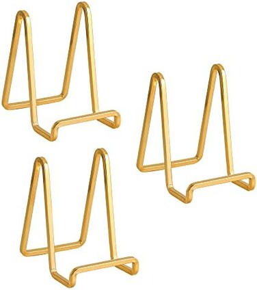 DIDUDIDU 4.5 inch Metal Plate Stands - 3 Pack - Gold Iron Easels for Display PicturesPhoto FramesBookDecorative PlatesPlaque