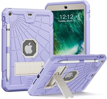 جرابات SIBEITU لأجهزة iPad من الجيل السادس للأطفال، جراب iPad من الجيل الخامس 9.7 بوصة مع حامل قلم، جراب iPad 9.7 بوصة مع مسند للأولاد والبنات، جراب iPad متين وعالي التحمل للجيل السادس/الخامس 2017/201
