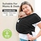 KeaBabies D-Lite Baby Sling - D-Lite Elastic Baby Sling Newborn, Easy to Put on Baby Carrier Newborn from Birth, Ring Carrier Baby Sling Without Tying (Trendy Black