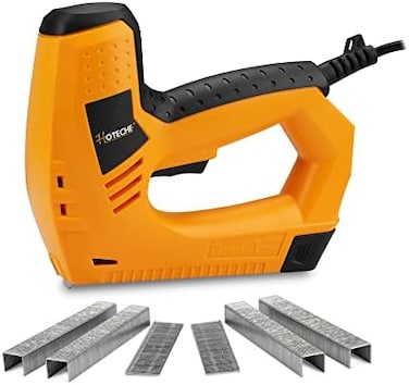 Hoteche Electric Brad Nailer/Stapler - 2-in-1 Power Staple GunNail Gun for WoodworkingUpholstery - Includes 100Pcs 19/32-Inch Brad Nails400Pcs 3/8-Inch Staples