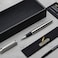 BEILUNER Luxury Silver Grey Rollerball Pen with Chrome Trim, Schmidt Ink Refill, Gift Case, Best for Men's Executive Office, Unisex