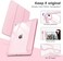 جراب VIKESI DTTOCASE لجهاز iPad الجيل السادس/الخامس 9.7 بوصة (2018/2017) وiPad Air 21 (2014/2013)، غطاء خلفي شفاف، غطاء ذكي [حامل قلم مدمج، تشغيل/إيقاف تلقائي] - وردي