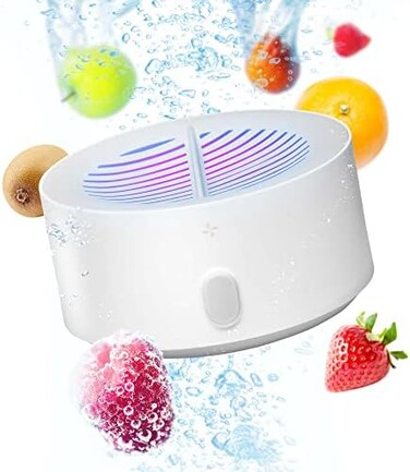 AquaPure - Fruit and Vegetable Washing Machine, Fruit Cleaner Device That Cleans Fresh Produce in Water, Waterproof Fruit and Vegetable Cleaner, Fruit and veggie Purifier, 3.94 x 1.97 in, WhiteGrey