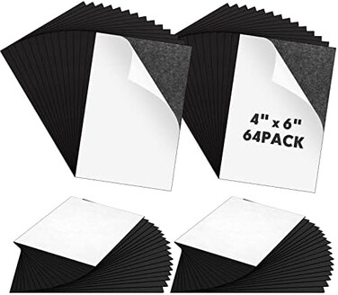 Macarrie 64 Pcs 4" x 6" Adhesive Magnetic Sheets Cuttable Magnetic Sheets with Adhesive Backing Magnetic Paper Magnet Stickers Flexible Peel and Stick Magnets for Picture Crafts Die Storage Photos