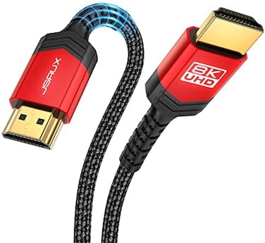 كابل JSAUX 8K HDMI 2.1 بطول 1 متر، بسرعة نقل بيانات فائقة تصل إلى 48 جيجابت في الثانية، يدعم دقة 8K@60Hz 7680x4320، ودقة 4K@120Hz ARC، وتقنية HDR10، وHDCP 2.22.3، وتقنية 3D، متوافق مع PS5/PS4/Xbox/Rok