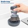 SUBEKYU Dish Brush with Soap Dispenser, Kitchen Dish Scrubbers Set with Draining Tray for Washing Dishes/Pots, Grey, Set of 2