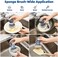 SUBEKYU Dish Brush with Soap Dispenser, Kitchen Dish Scrubbers Set with Draining Tray for Washing Dishes/Pots, Grey, Set of 2
