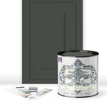 Heirloom Traditions Paint ALL-IN-ONE Envy (Slate Green, 32 Fl Oz Quart. Durable cabinet and furniture Built in primer and top coat, no sanding needed.