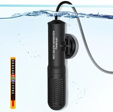 Orlushy 25W Small Submersible Aquarium Heater, Constant Temperature Betta Fish Tank Heater of 78℉for 1-6 Gallons FreshwaterSaltwater Tanks