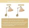 WINGBO Wall Sconce Rattan Wrapped Wall Lamp, Adjustable Swing Arm Wall Light Gold Vintage Bedside Light Fixture Wicker Handmade Shade Brass Reading Light Plug in or Hardwire (2 Pack