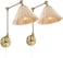 WINGBO Wall Sconce Rattan Wrapped Wall Lamp, Adjustable Swing Arm Wall Light Gold Vintage Bedside Light Fixture Wicker Handmade Shade Brass Reading Light Plug in or Hardwire (2 Pack