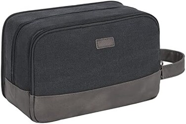 WANDF Travel Toiletry Bag for Men Large Toiletries Shaving Bag Water Resistant Hanging Dopp Kit Travel Accessories Bag for Women Men (Black