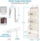 MAX Houser 4-Shelf Over The Door Hanging Organizer with 2 Metal Hooks, 4 Pocket Swing-Proof Behind Door Organizers with Clear Windows for Nursery Bathroom Closet,Dorm,Baby Diapers, Kids Toys (Beige