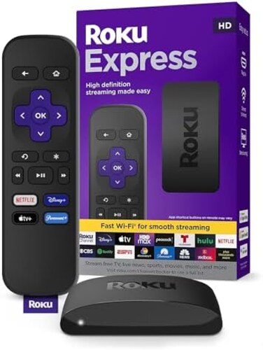 Roku ExpressHD Roku Streaming Device with Standard Remote (no TV controls, FreeLive TV