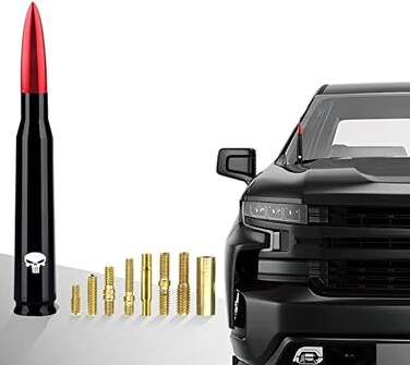 Miytsya Car Truck Bullet Antenna for GM Chevy Silverado 1500 2500 3500 HD Avalanche GMC Sierra 1500 2500 3500 Denali Heavy Duty Pickup Trucks Accessories (Red