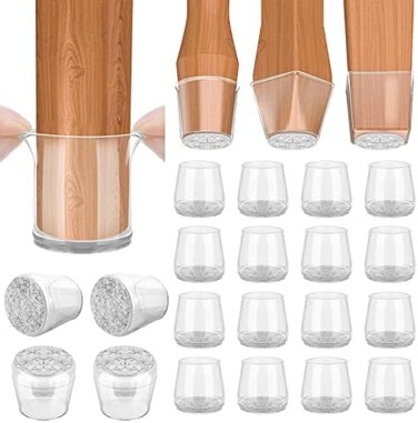 BALEINE 16 Pack Silicone Chair Leg Floor Protectors, Furniture Pads, ClearLarge, Non-Slip Rubber Grip, Cylindrical Shape