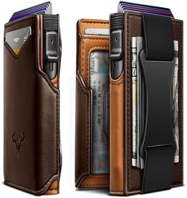 BULLIANT Small Card Wallet for Men, Slim Front Pocket Wallet Money Clip Card Holder 3.8''x2.7'', Pop-up Access, Gift Boxed