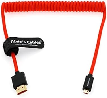 كابلات ألفين 8K 2.1 Micro-HDMI إلى HDMI كامل مضفر حلزوني لتسجيل Atomos-Ninja-V بدقة 4K-60P بسرعة 48 جيجابت في الثانية HDMI لكاميرات Canon-R5C وR5 وR6 (من 18 إلى 28 بوصة)