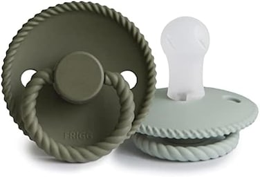 mushie Frigg Rope SilkySoft Silicone Baby PacifierMade in DenmarkBPA-Free (Olive/Sage, 0-6 Months